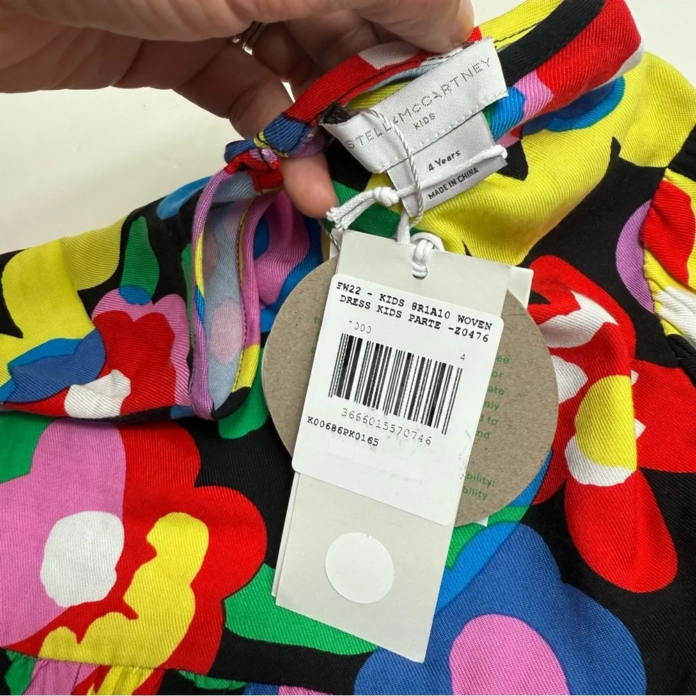 New! Stella McCartney woven colorful flower long sleeve dress